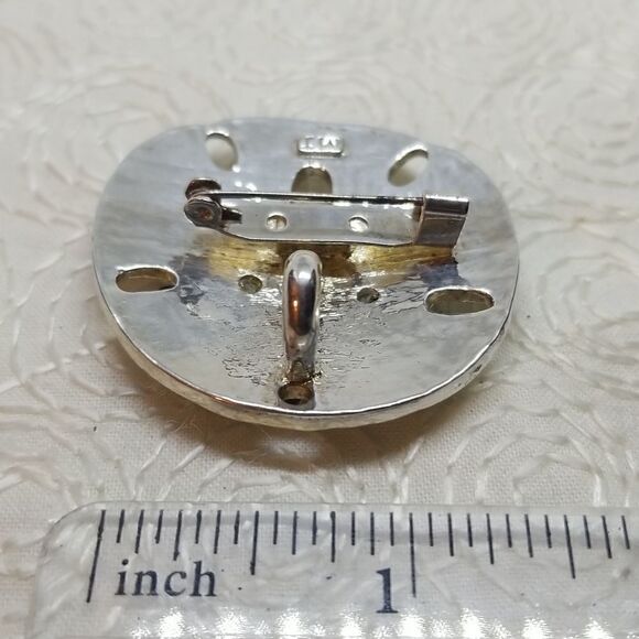 MJ Starfish Sand Dollar Brooch Pin Pendant Silver Cutout 1 3/4in - Picture 8 of 9
